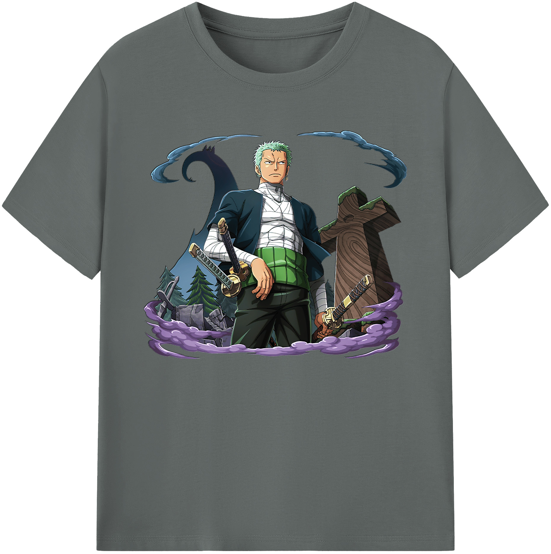 ワンピース ロロノア・ゾロ ONE PIECE Roronoa Zoro 綿100％ メンズ半袖Tシャツ｜肌触りやわらか＆通気性
